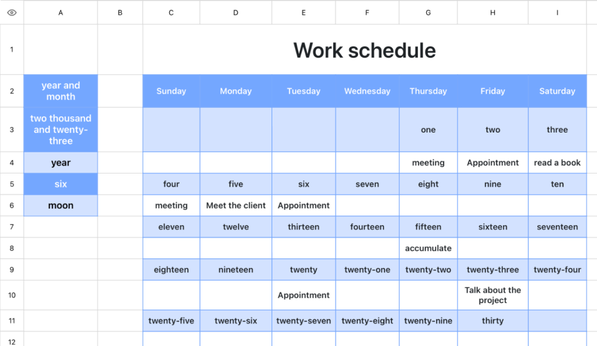 Work Plan Table 2